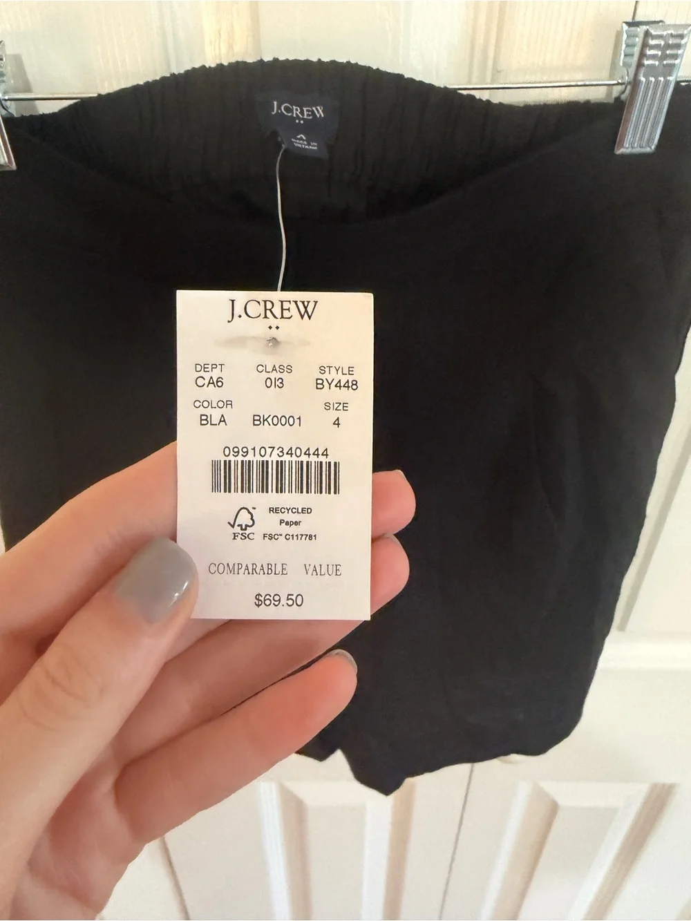 J.Crew Elastic Back Linen Blend Pleated Short Black Size 4 NWT